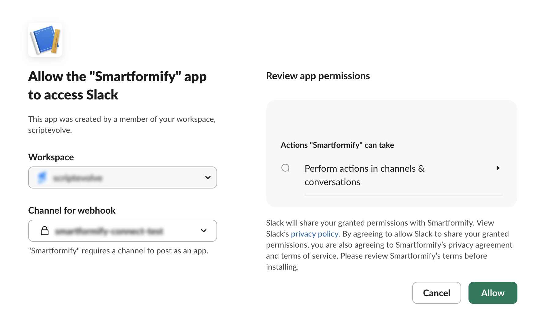 Save Slack settings
