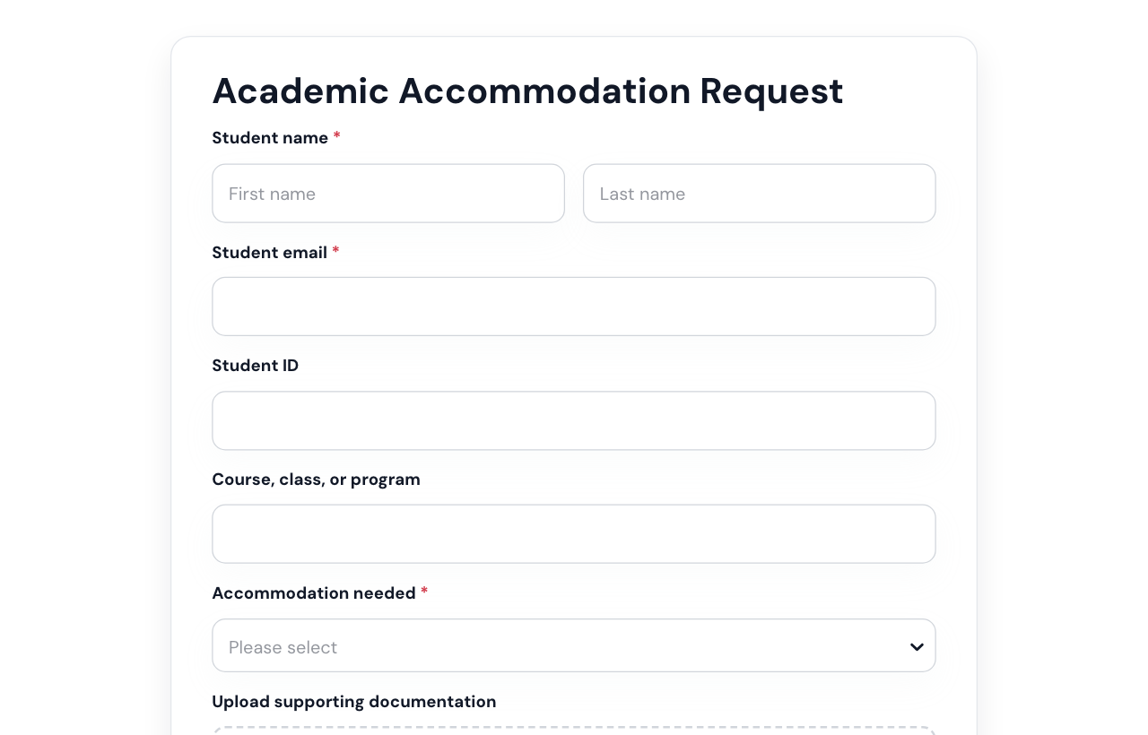 Academic Accommodation Form cover