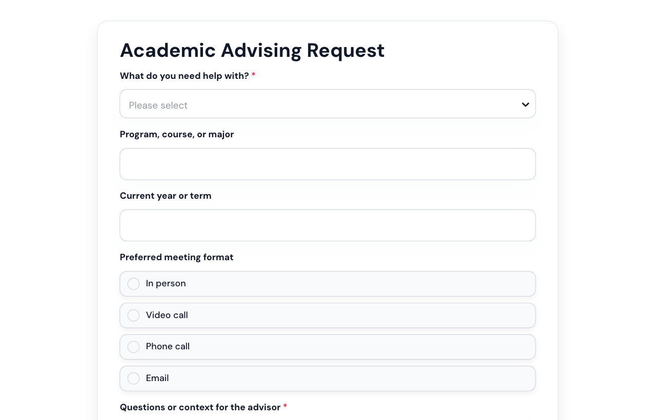 Academic Advising Form cover