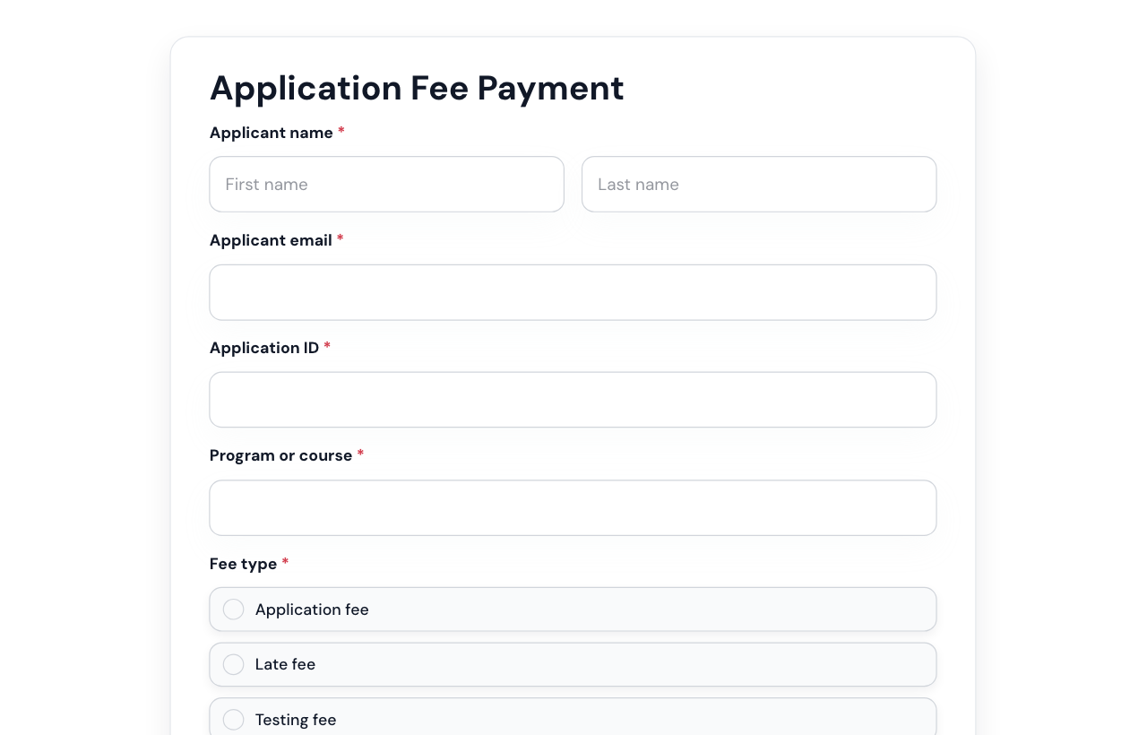 Application Fee Payment Form cover