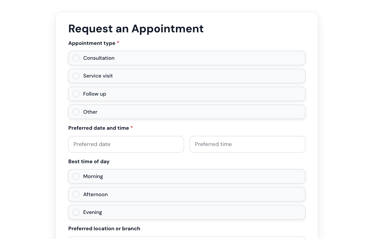 Appointment Request Form cover