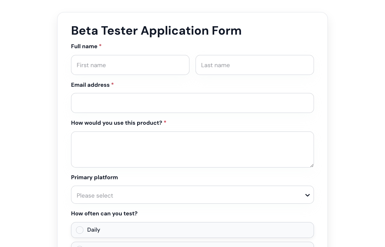 Beta Tester Application Form cover