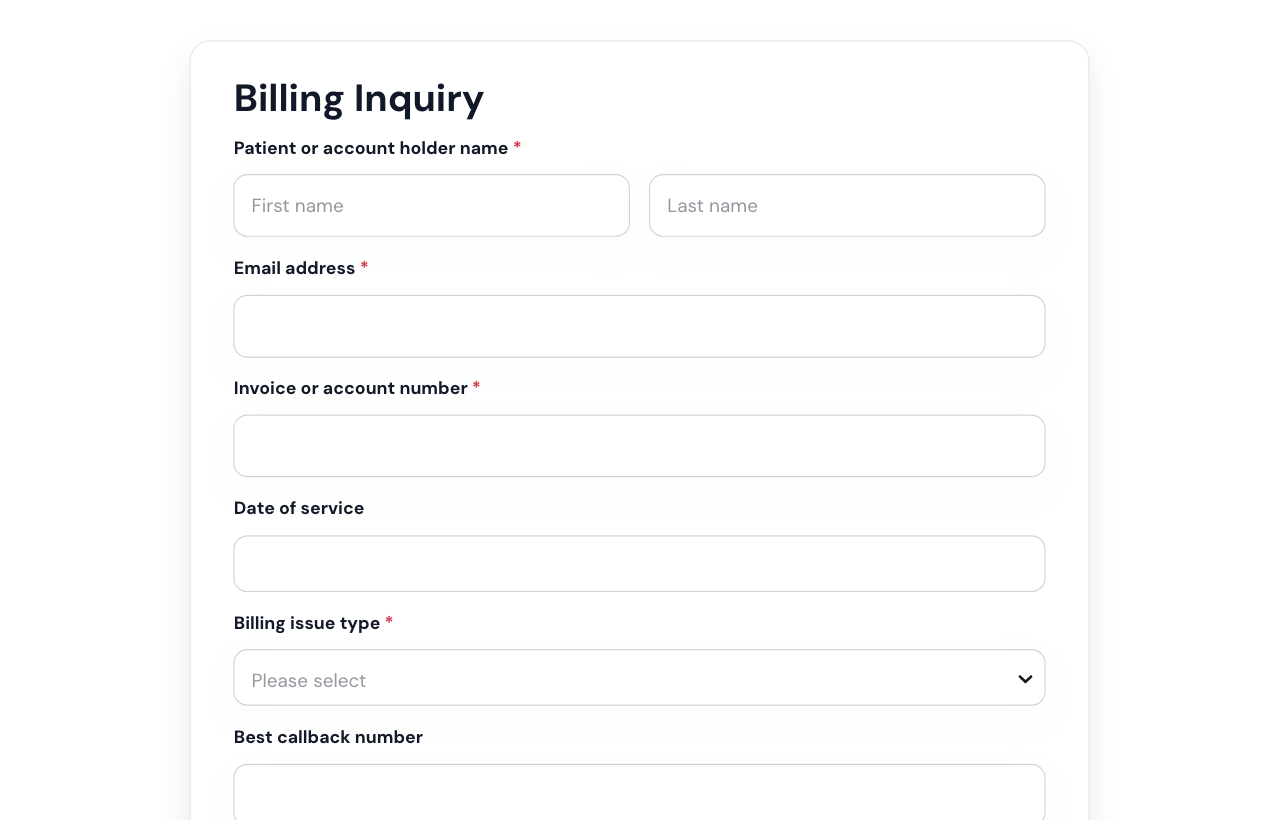 Billing Inquiry Form cover