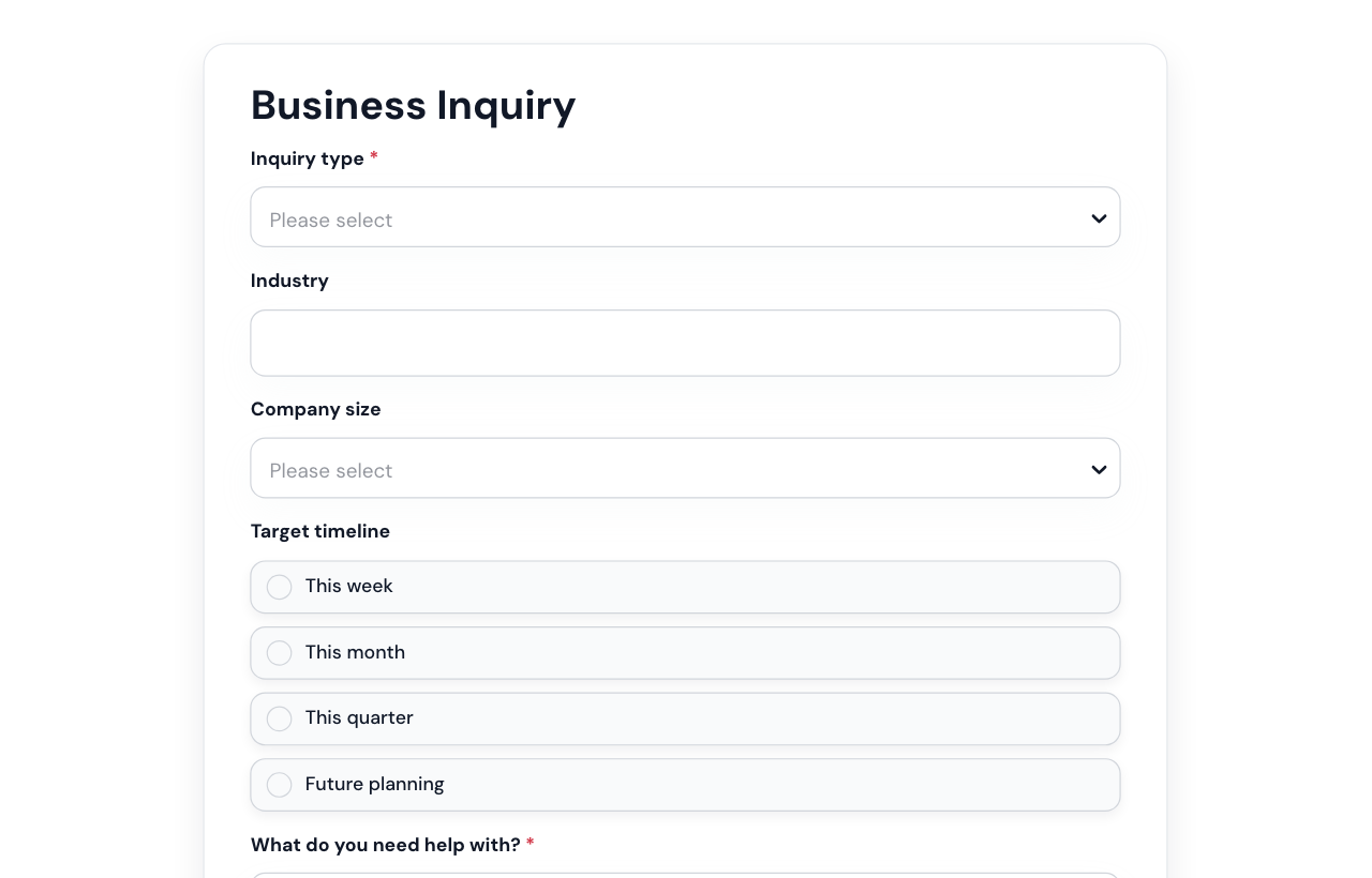 Business Inquiry Form cover