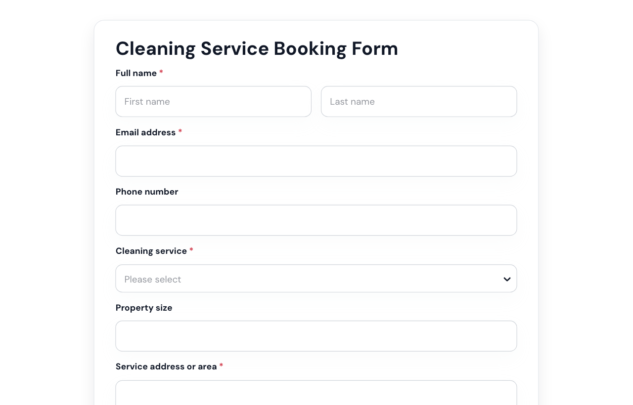 Cleaning Service Booking Form cover