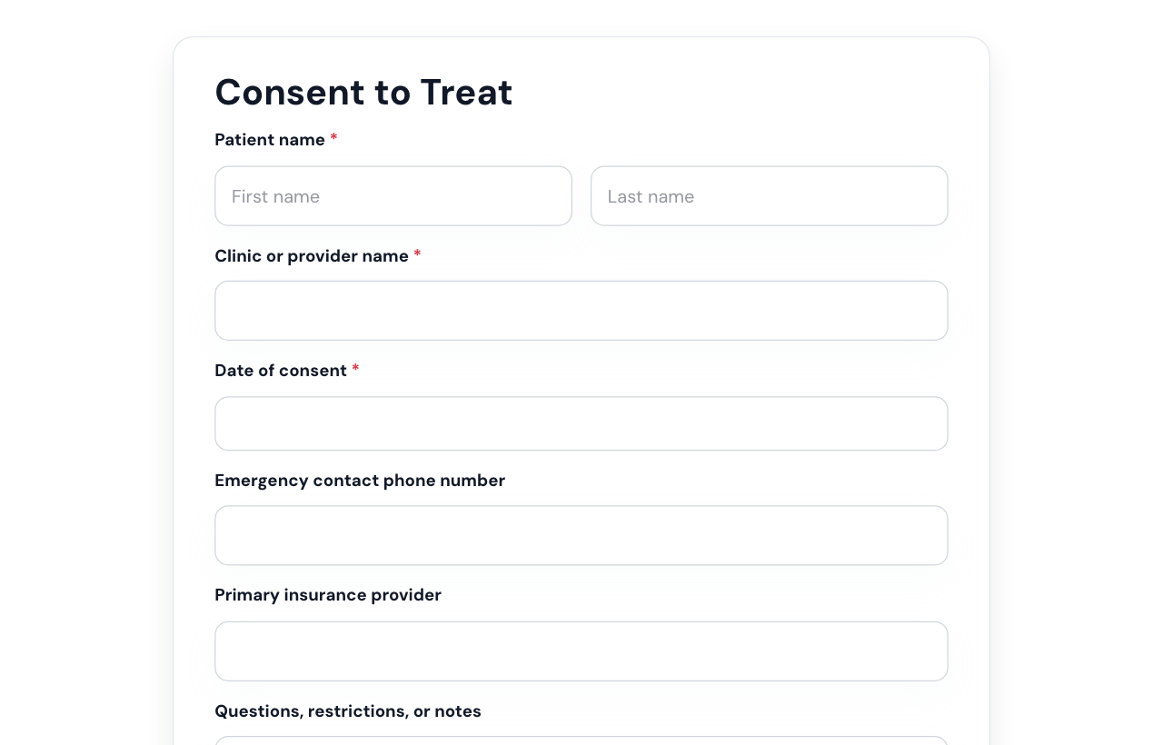 Consent to Treat Form cover