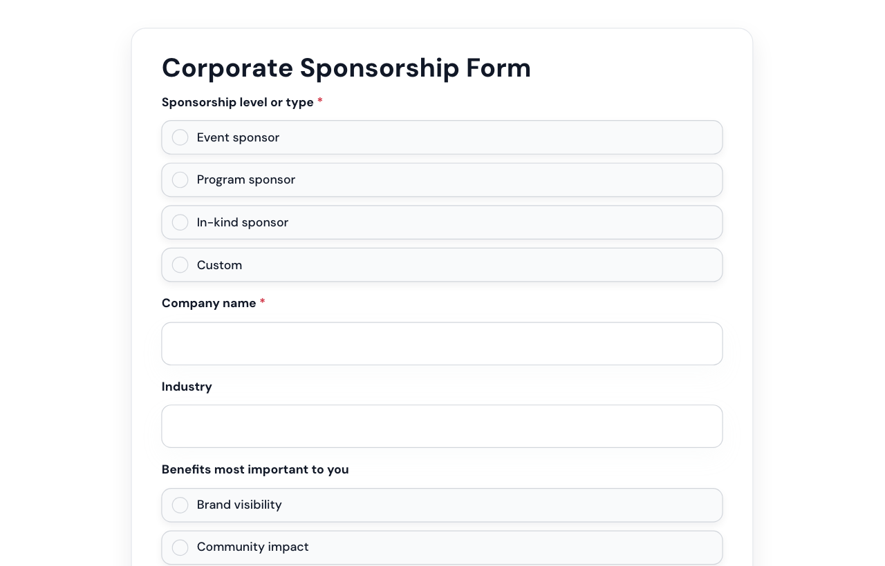Corporate Sponsorship Form cover