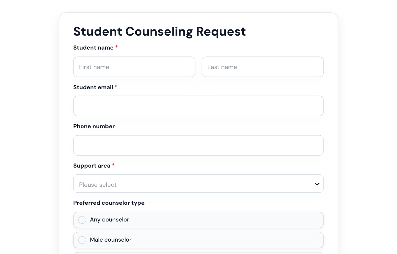 Counseling Request Form cover