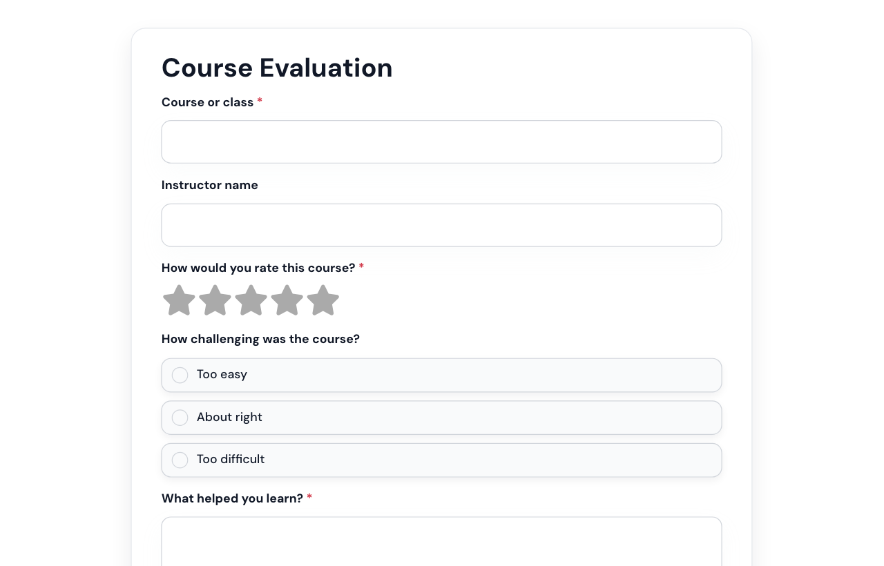 Course Evaluation Form cover
