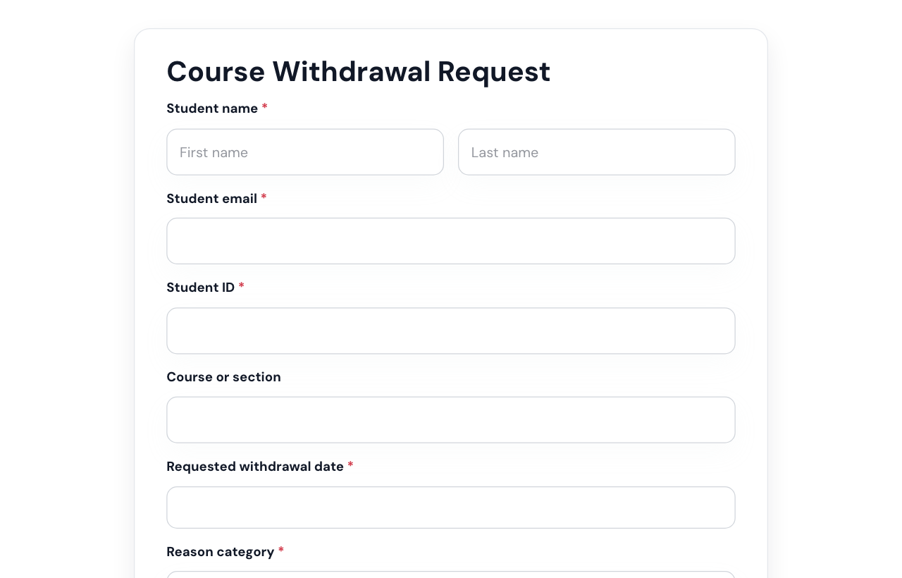 Course Withdrawal Form cover