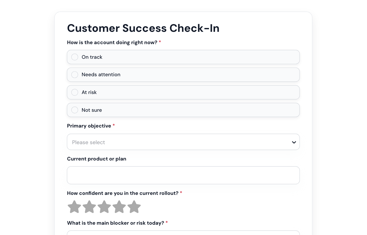 Customer Success Check-In Form cover
