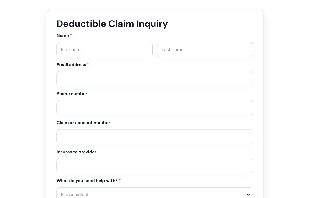Deductible Claim Form cover