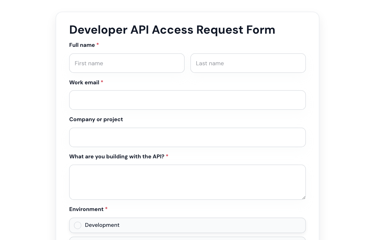 Developer API Access Request Form cover