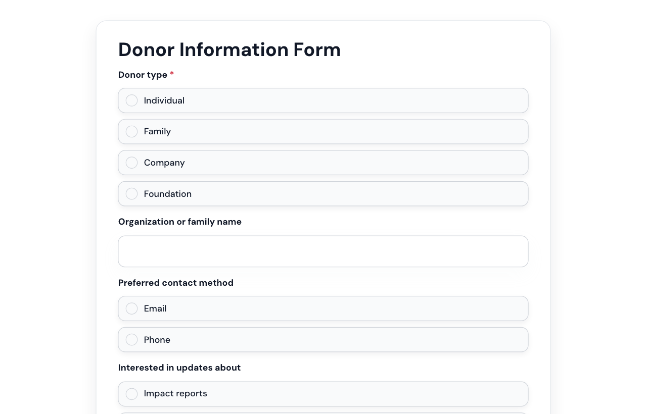 Donor Information Form cover