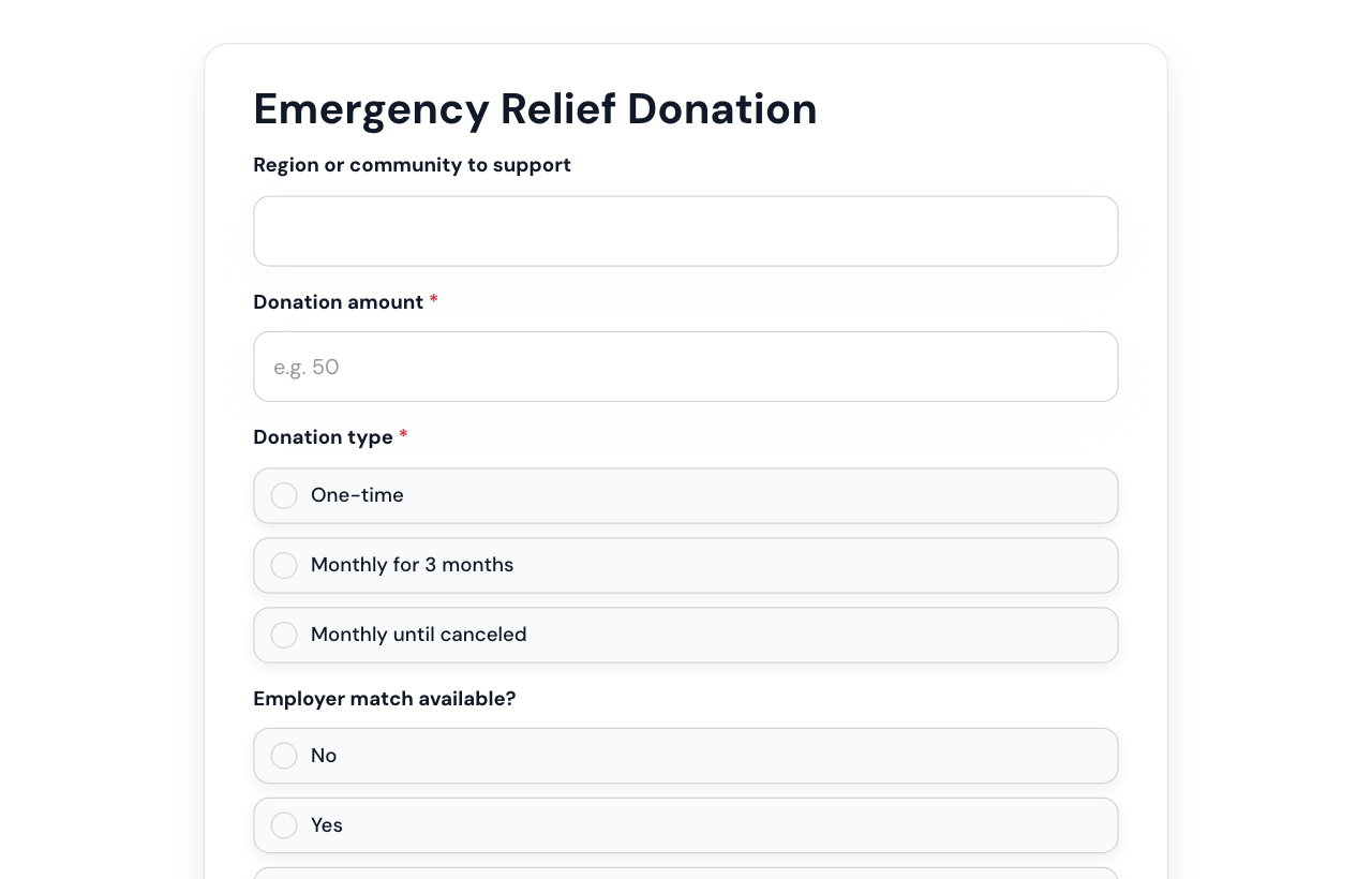 Emergency Relief Donation Form cover