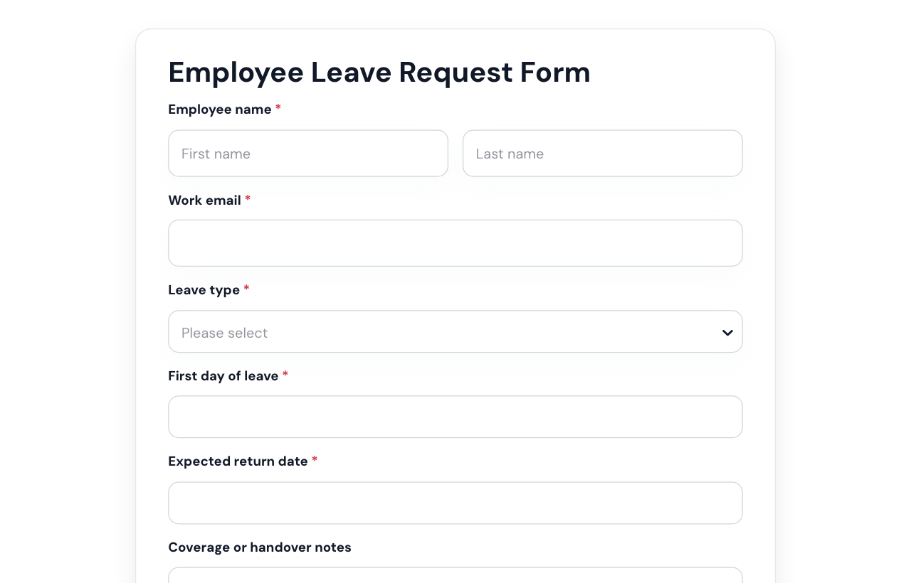 Employee Leave Request Form cover