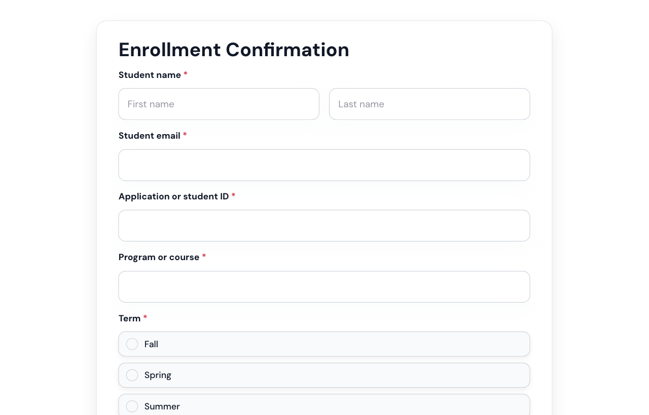 Enrollment Confirmation Form cover