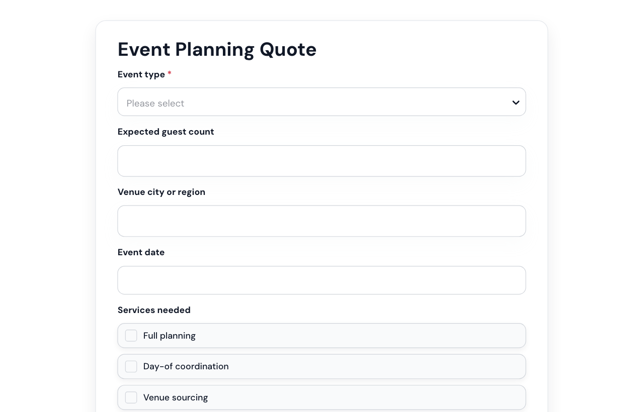 Event Planning Quote Form cover
