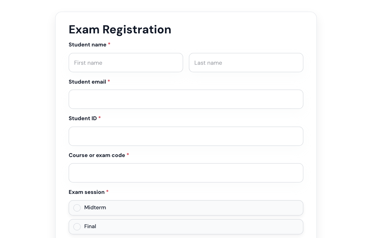 Exam Registration Form cover