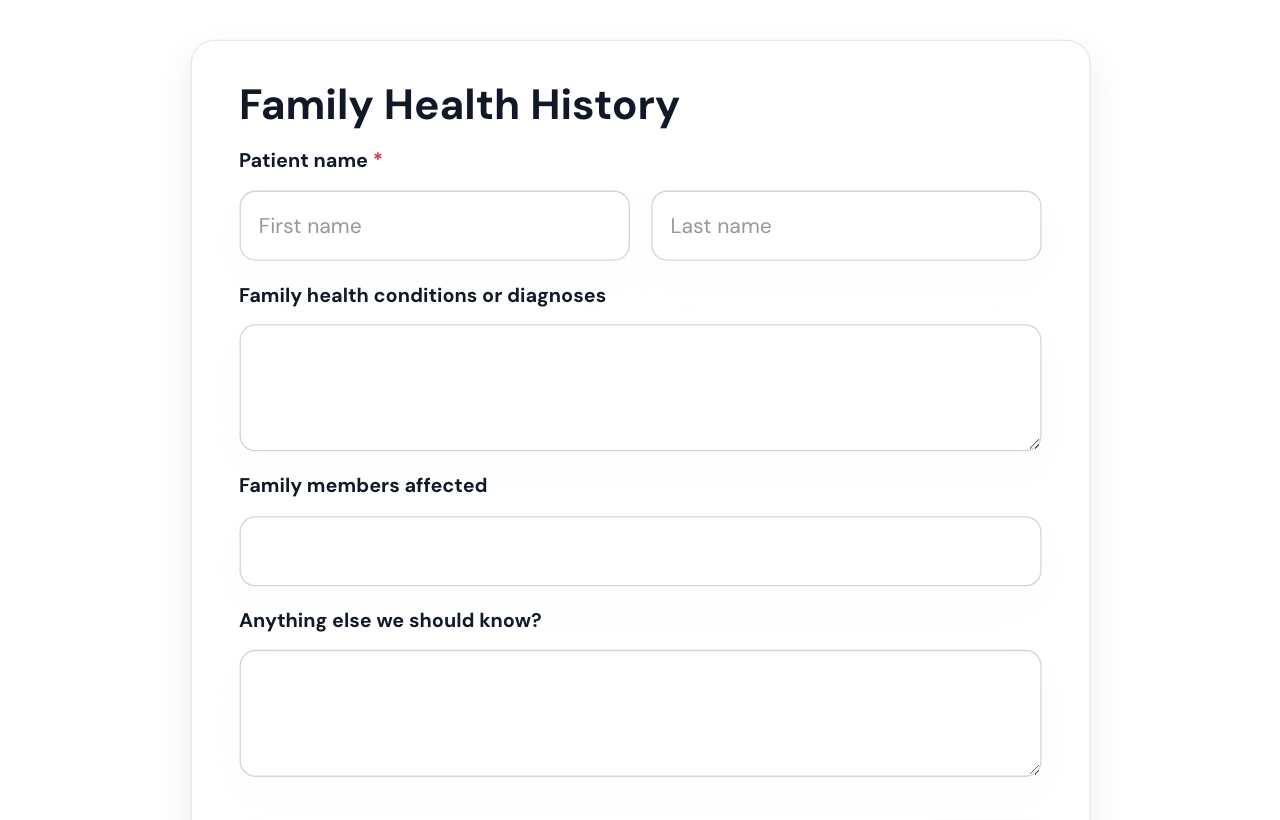 Family Health History Form cover