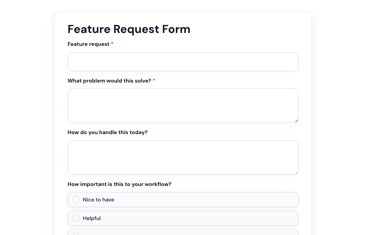 Feature Request Form cover
