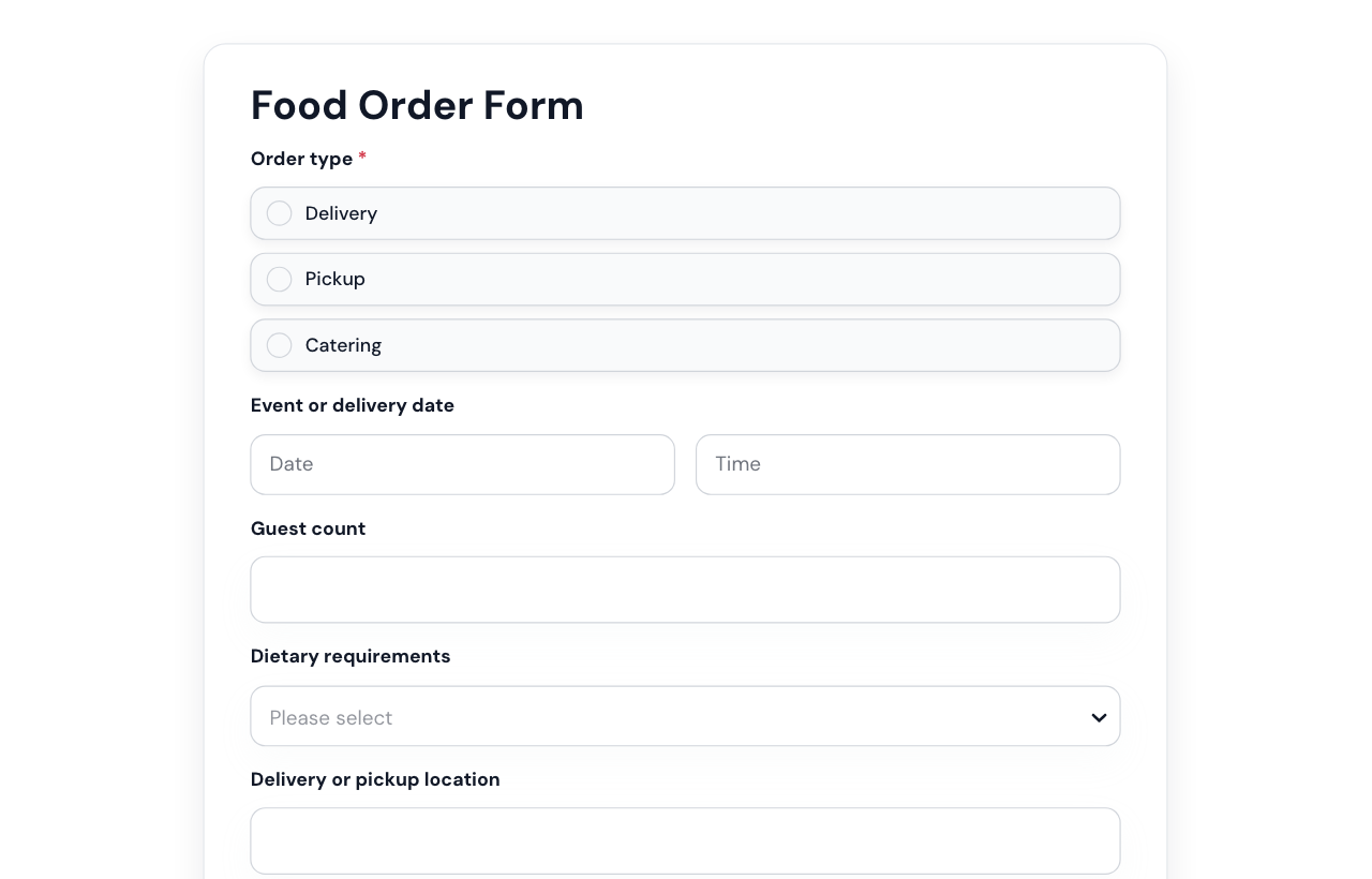 Food Order Form cover