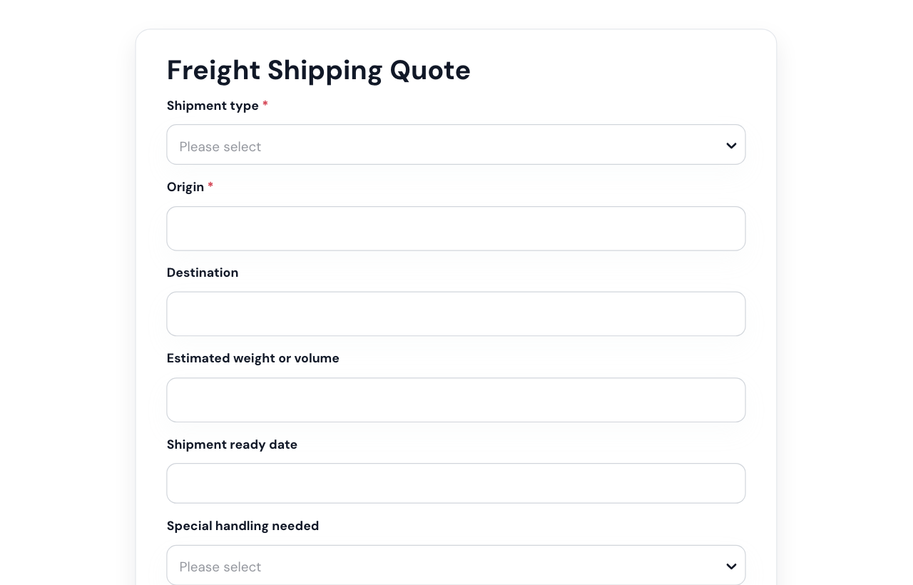 Freight Shipping Quote Form cover