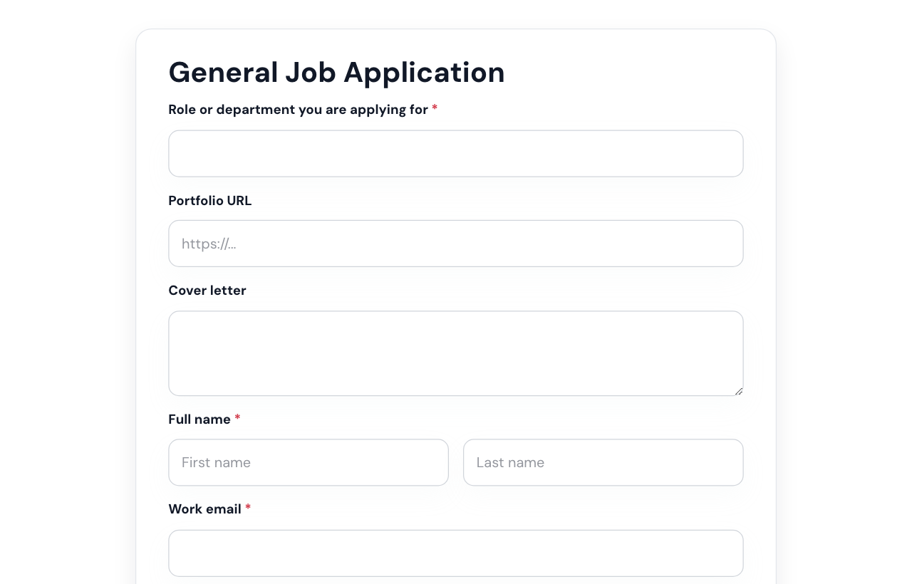 General Job Application Form cover