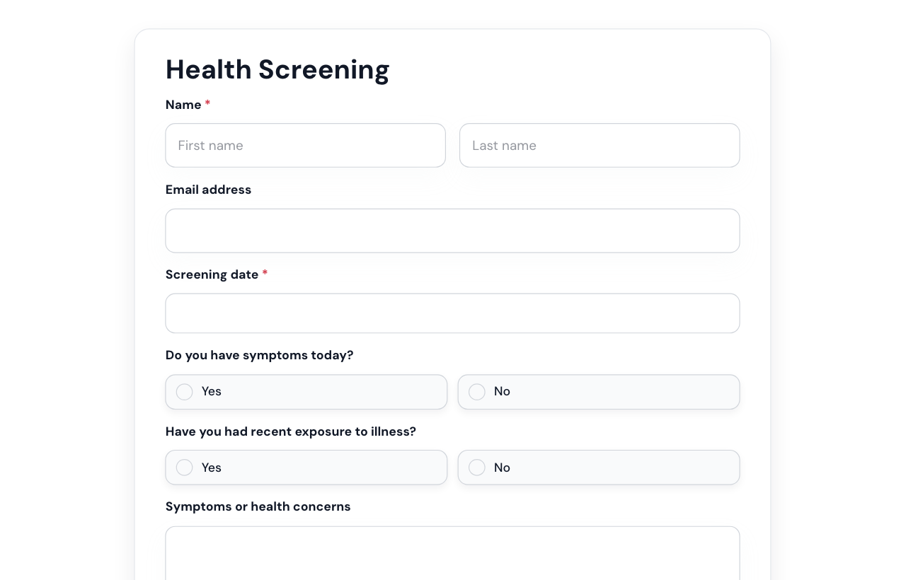 Health Screening Form cover