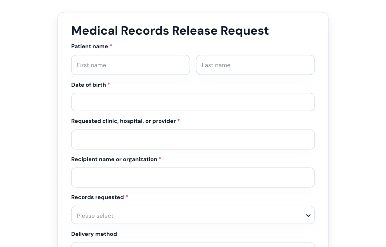 Healthcare Release of Information Form cover