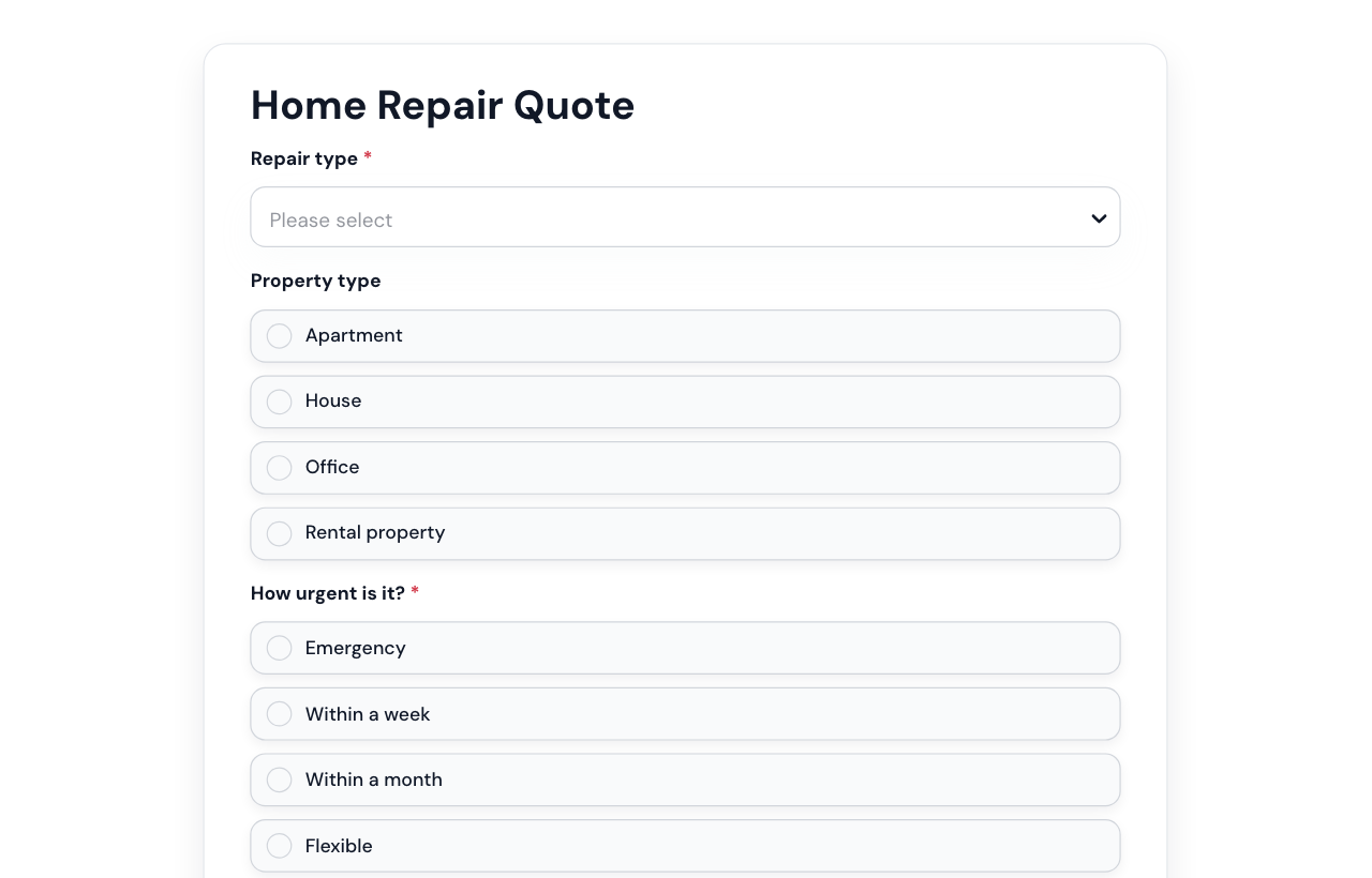 Home Repair Quote Form cover
