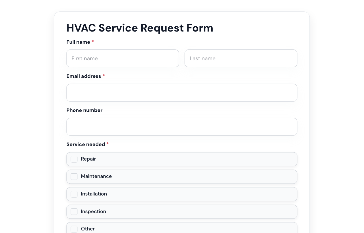 HVAC Service Request Form cover