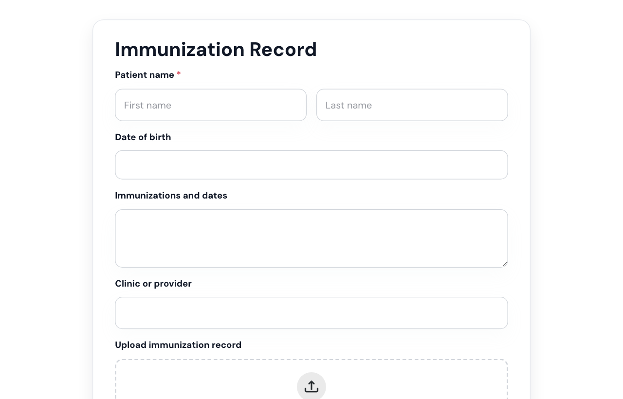 Immunization Record Form cover