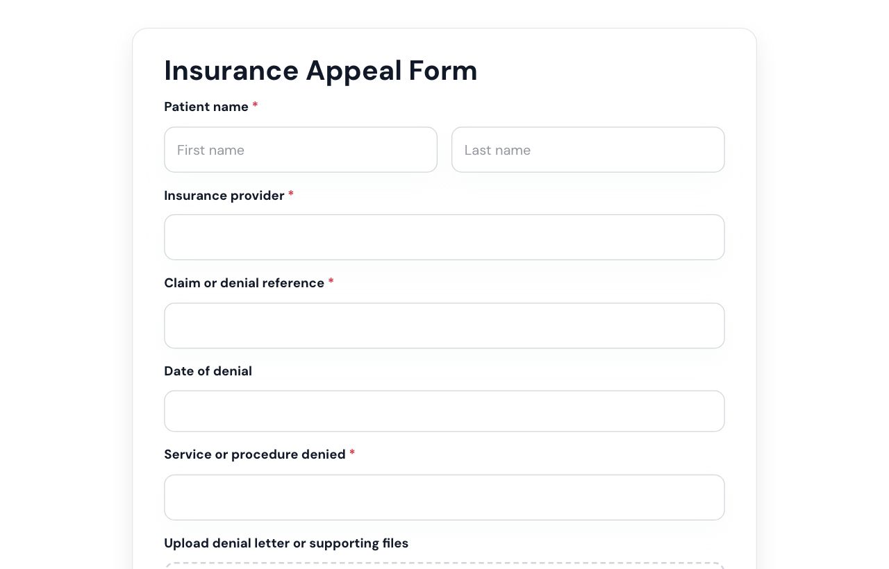 Insurance Appeal Form cover