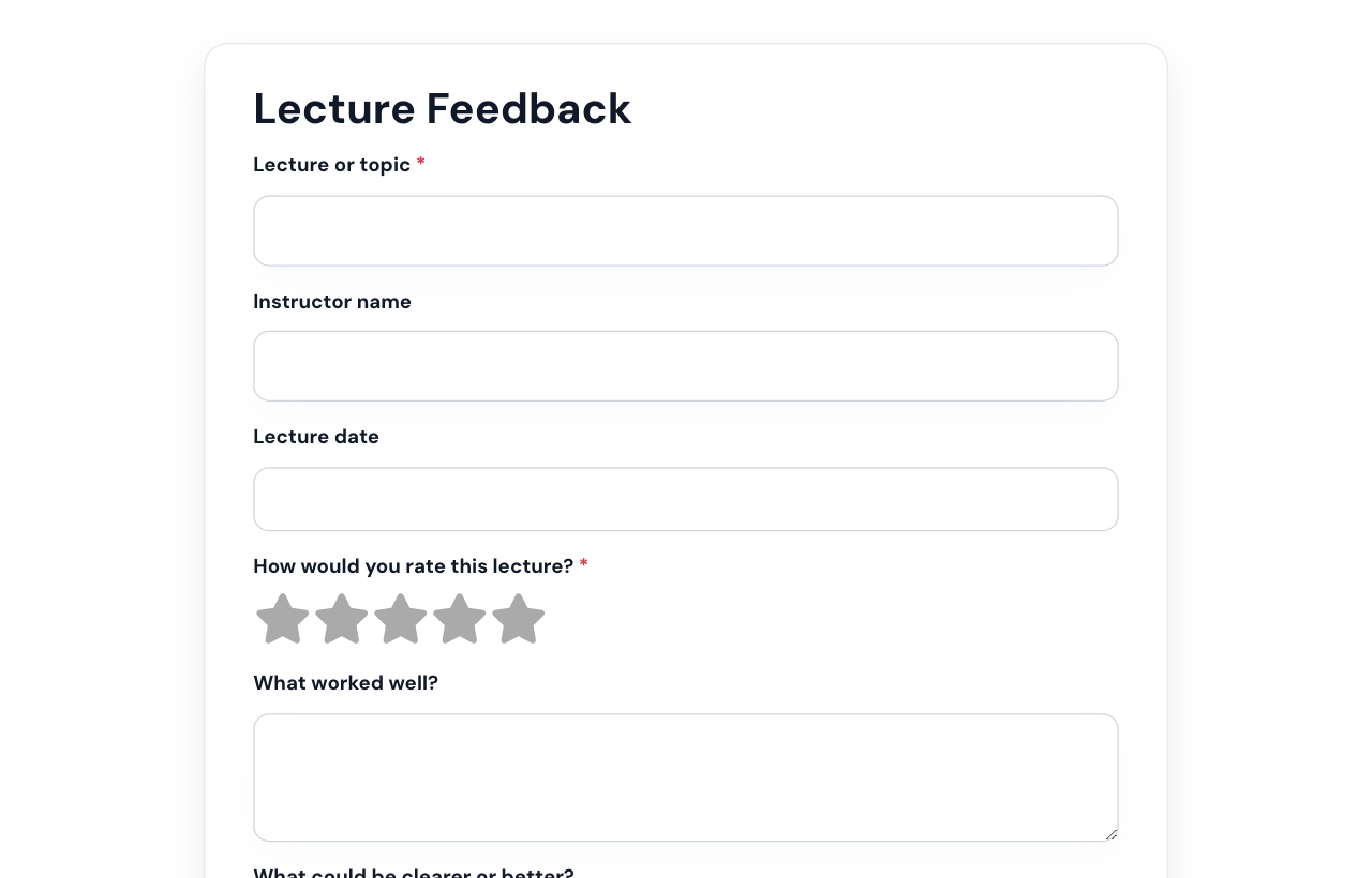 Lecture Feedback Form cover