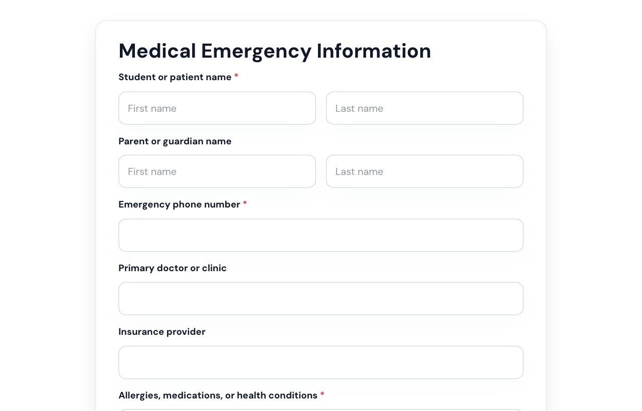 Medical Emergency Form cover