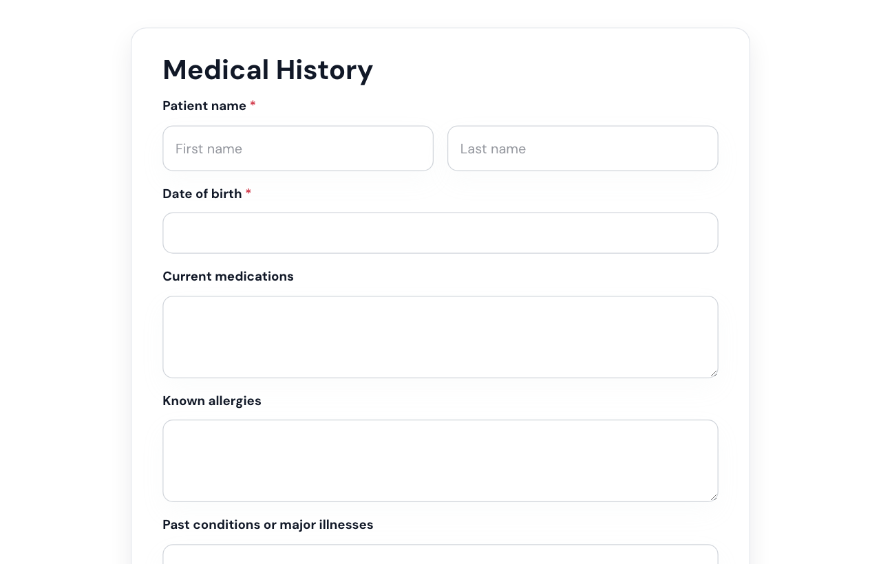 Medical History Form cover