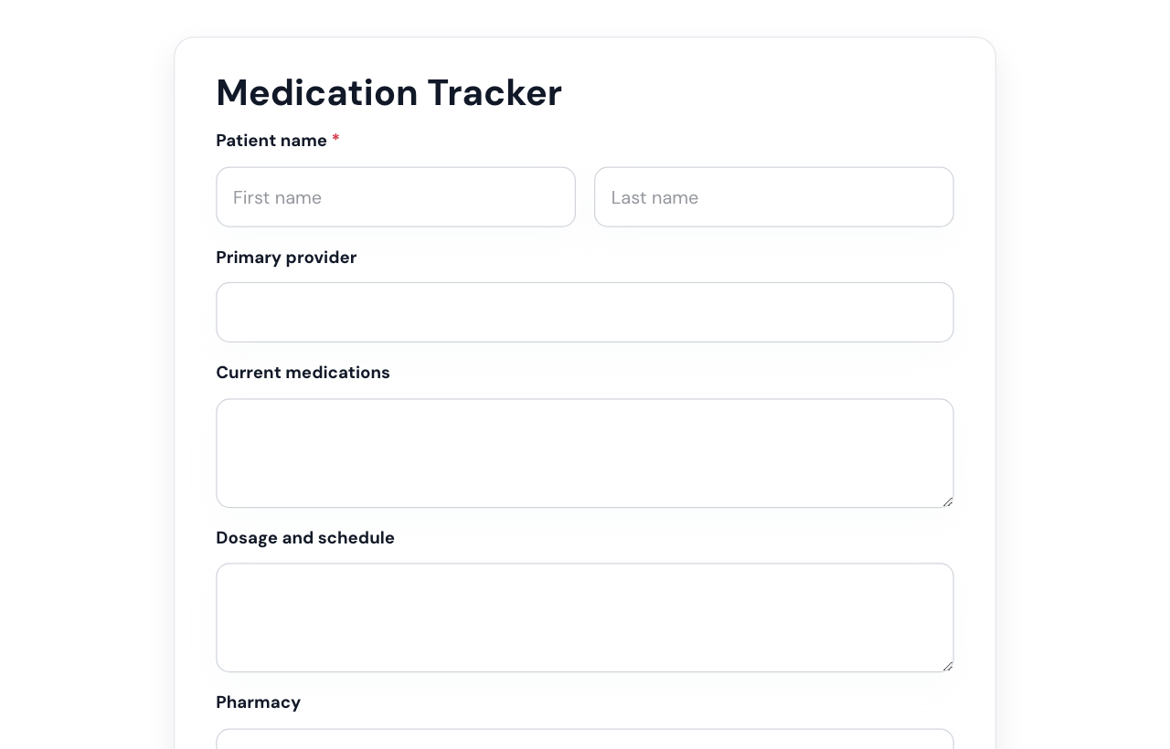 Medication Tracker Form cover