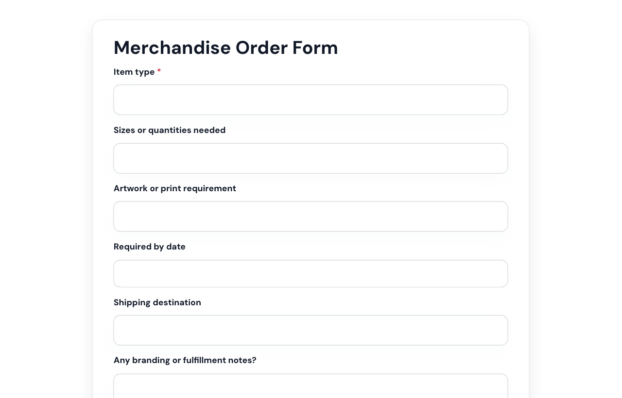 Merchandise Order Form cover