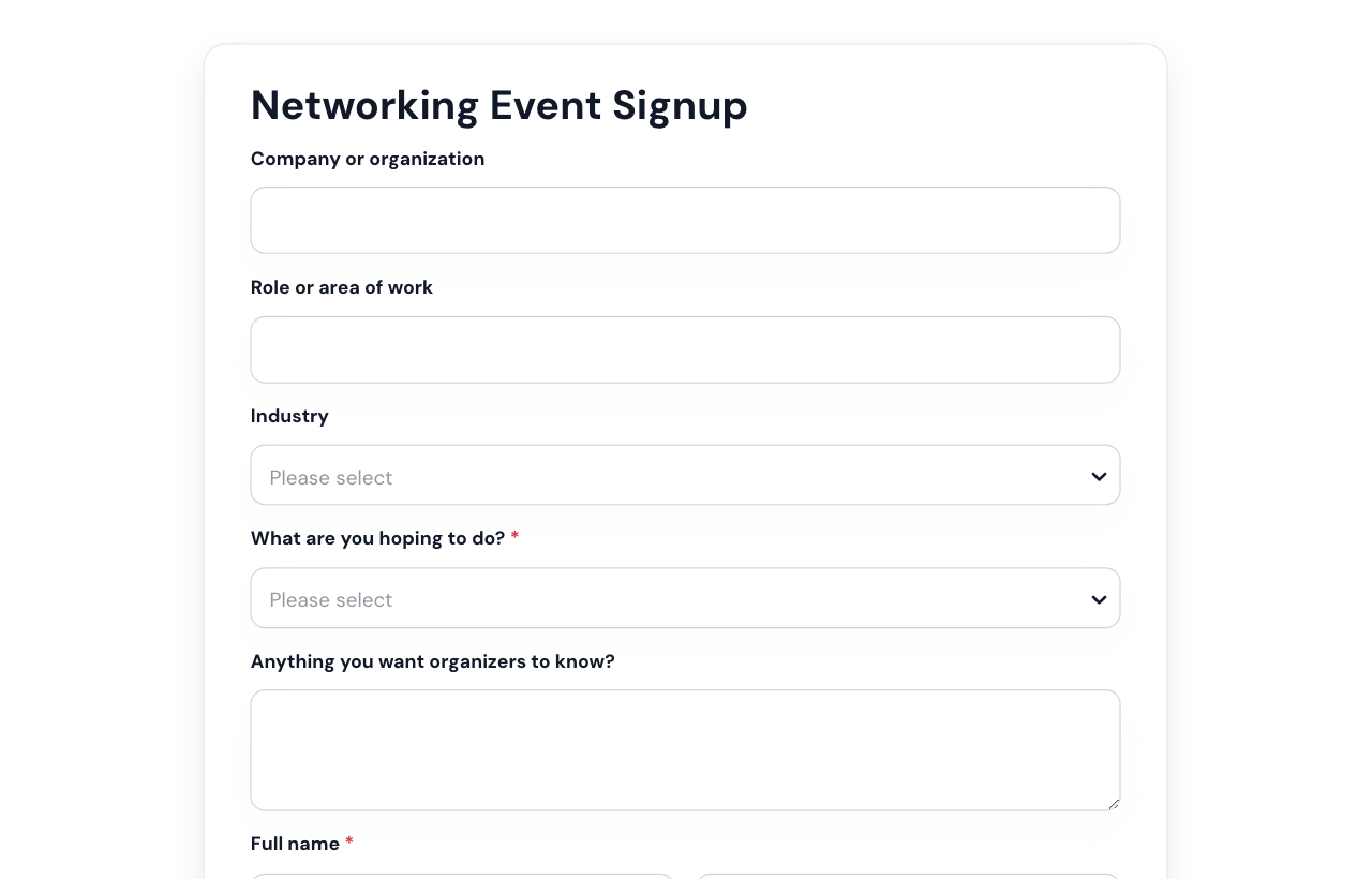 Networking Event Signup Form cover