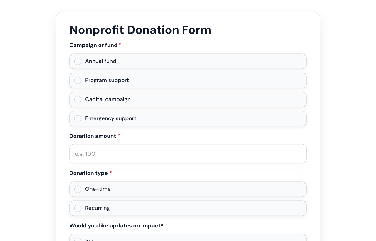 Nonprofit Donation Form cover