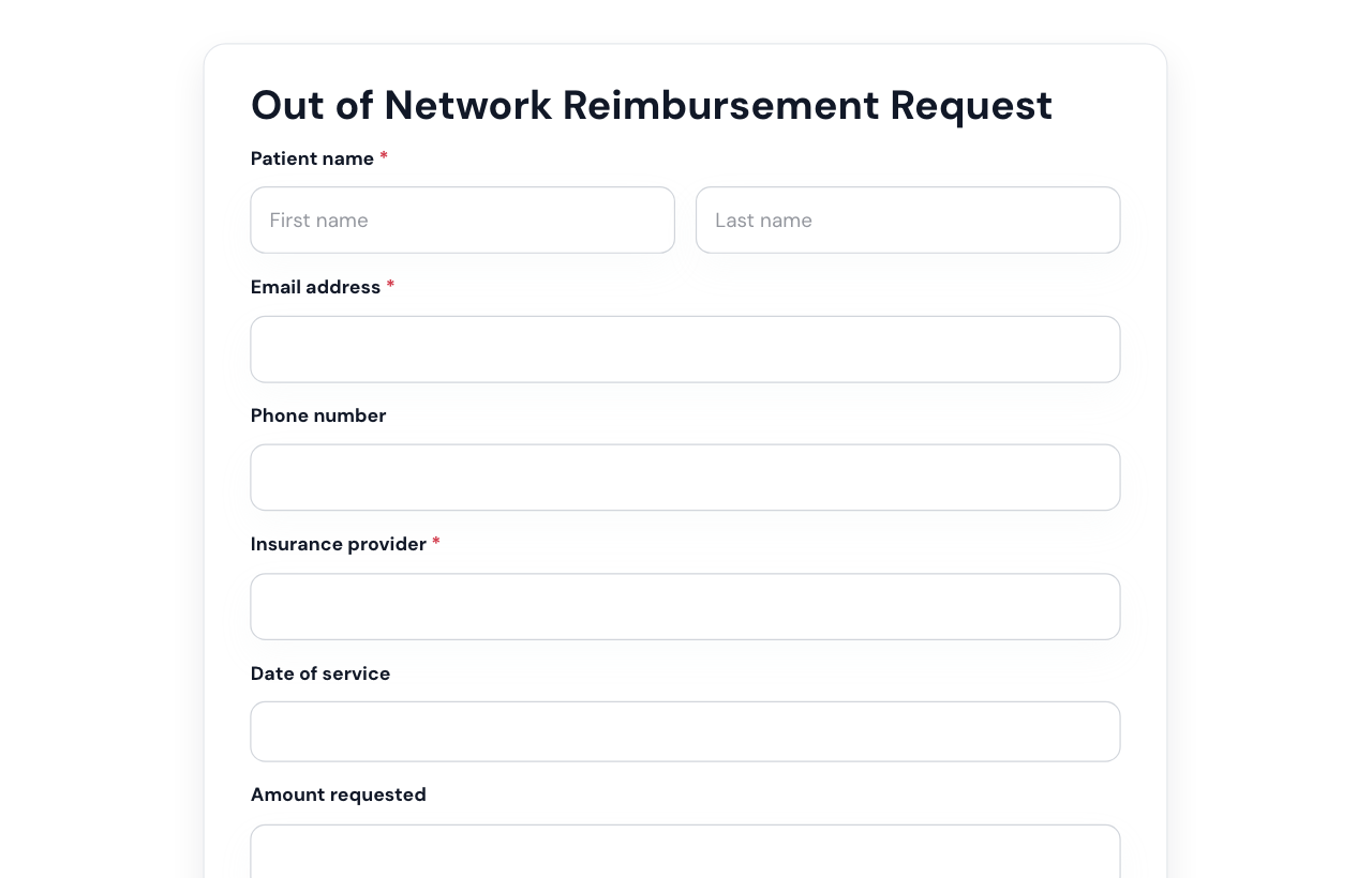 Out of Network Reimbursement Form cover