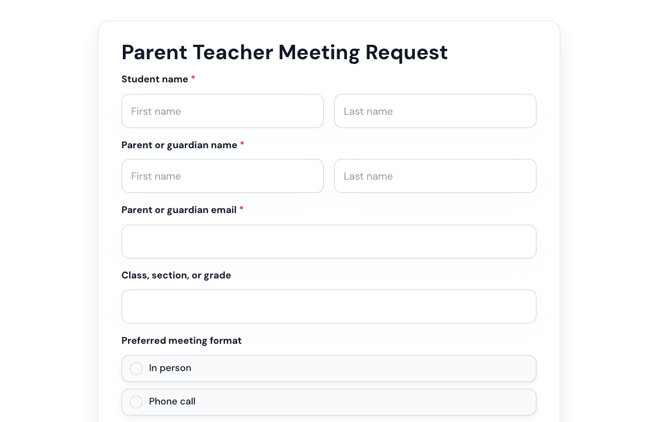 Parent Teacher Meeting Form cover