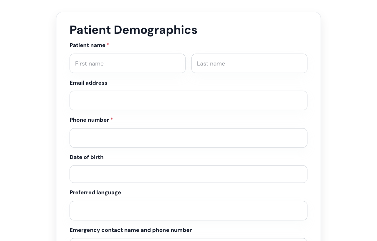 Patient Demographics Form cover
