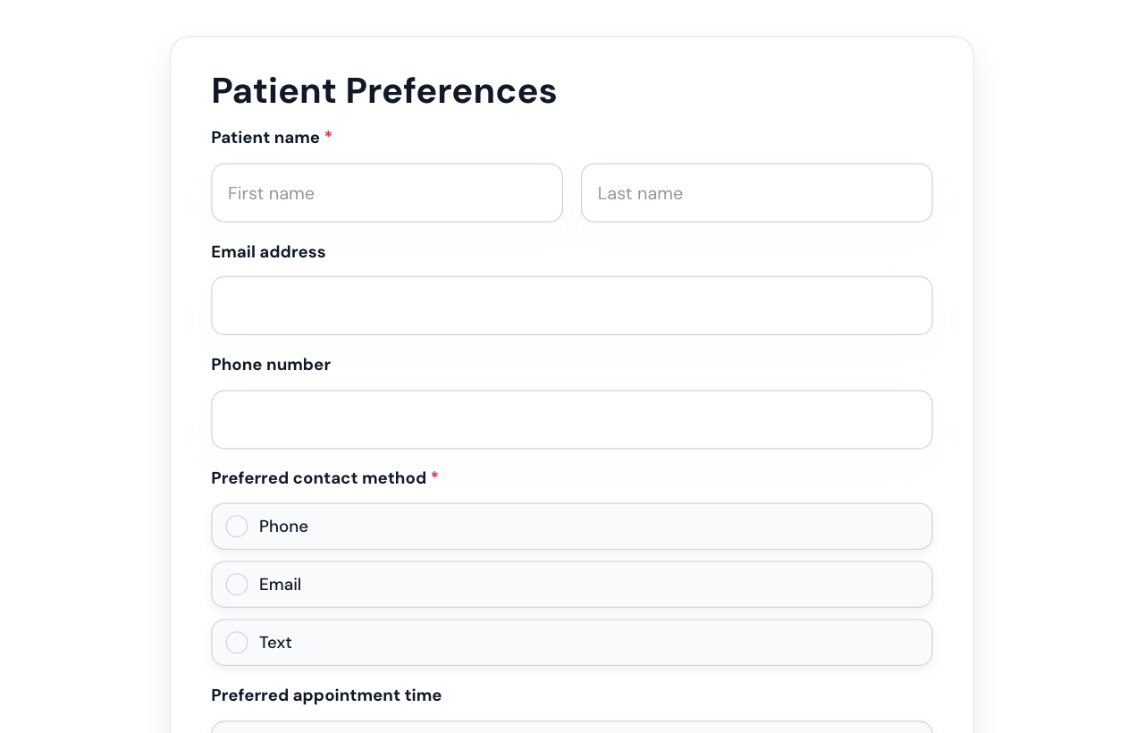 Patient Preference Form cover