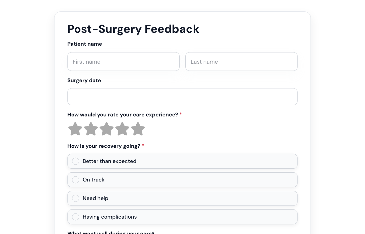 Post Surgery Feedback Form cover