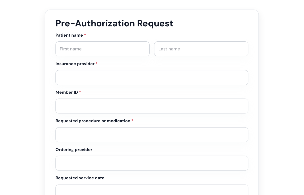 Pre-Authorization Request Form cover