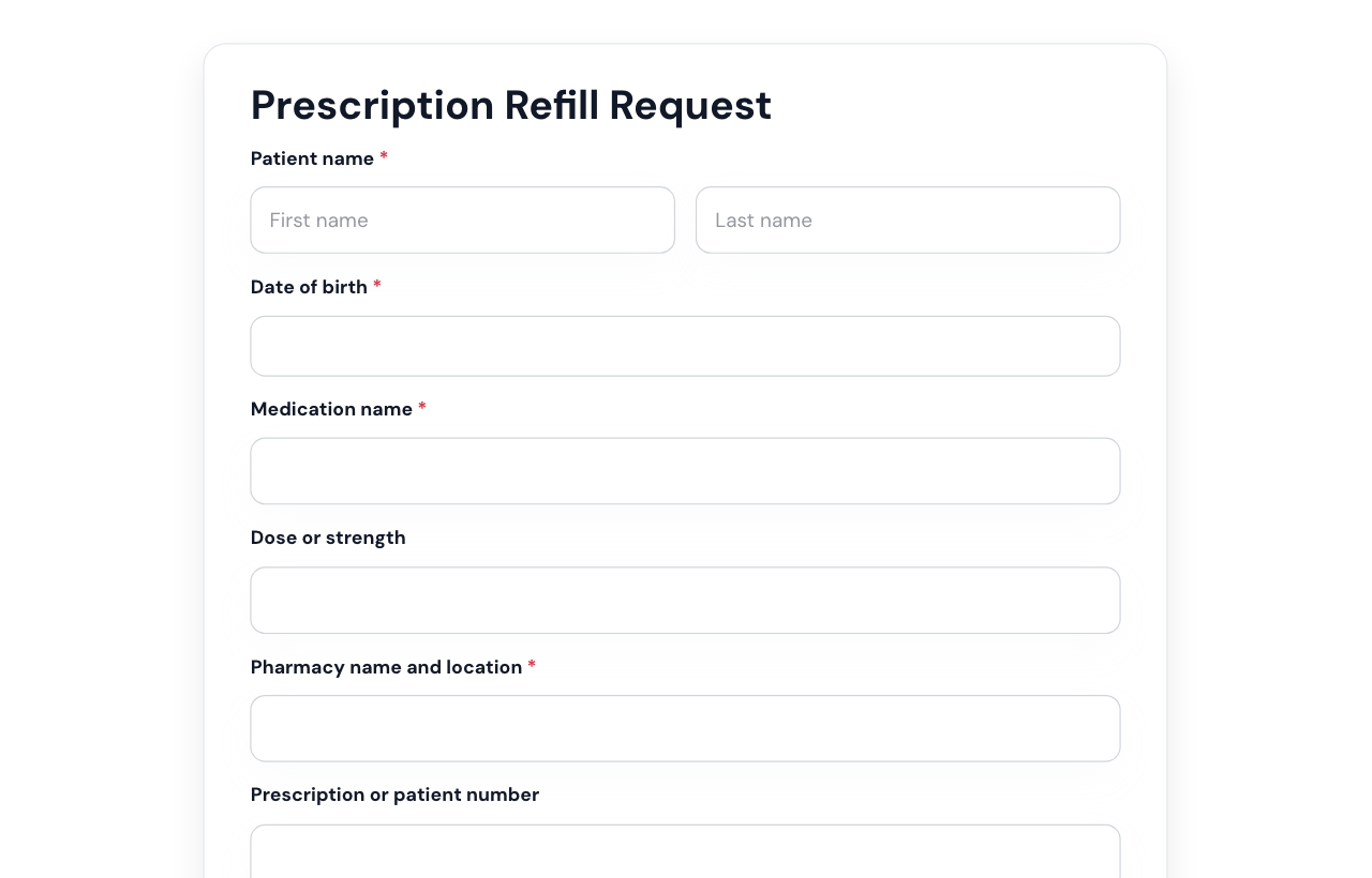 Prescription Refill Request Form cover