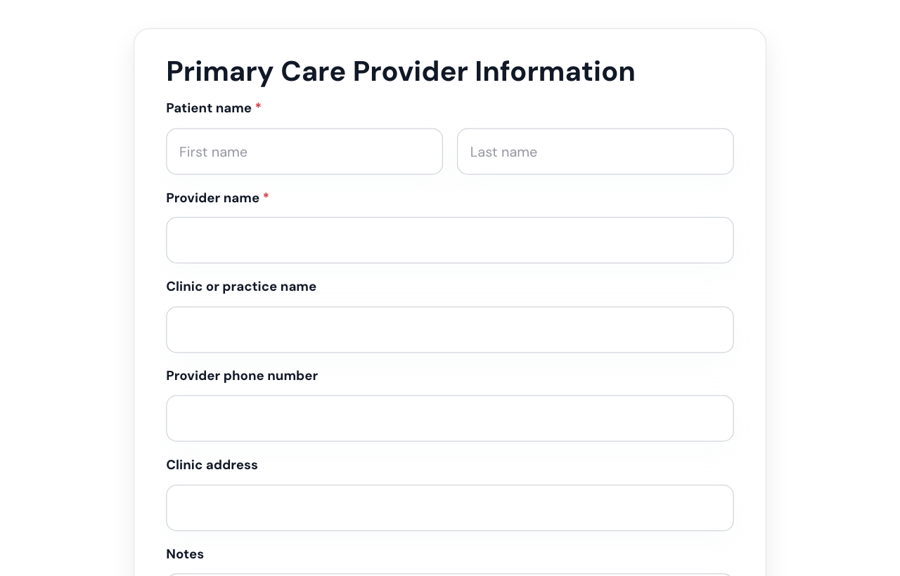 Primary Care Provider Form cover