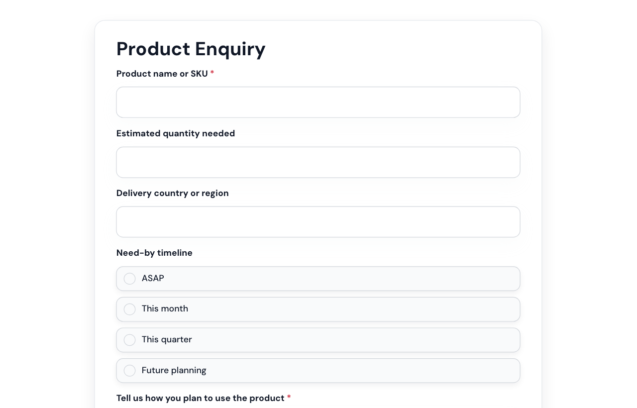 Product Enquiry Form cover